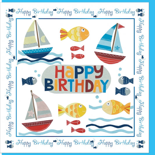 Happy Birthday Boats and Fishes With Bible Verse - The Christian Gift Company