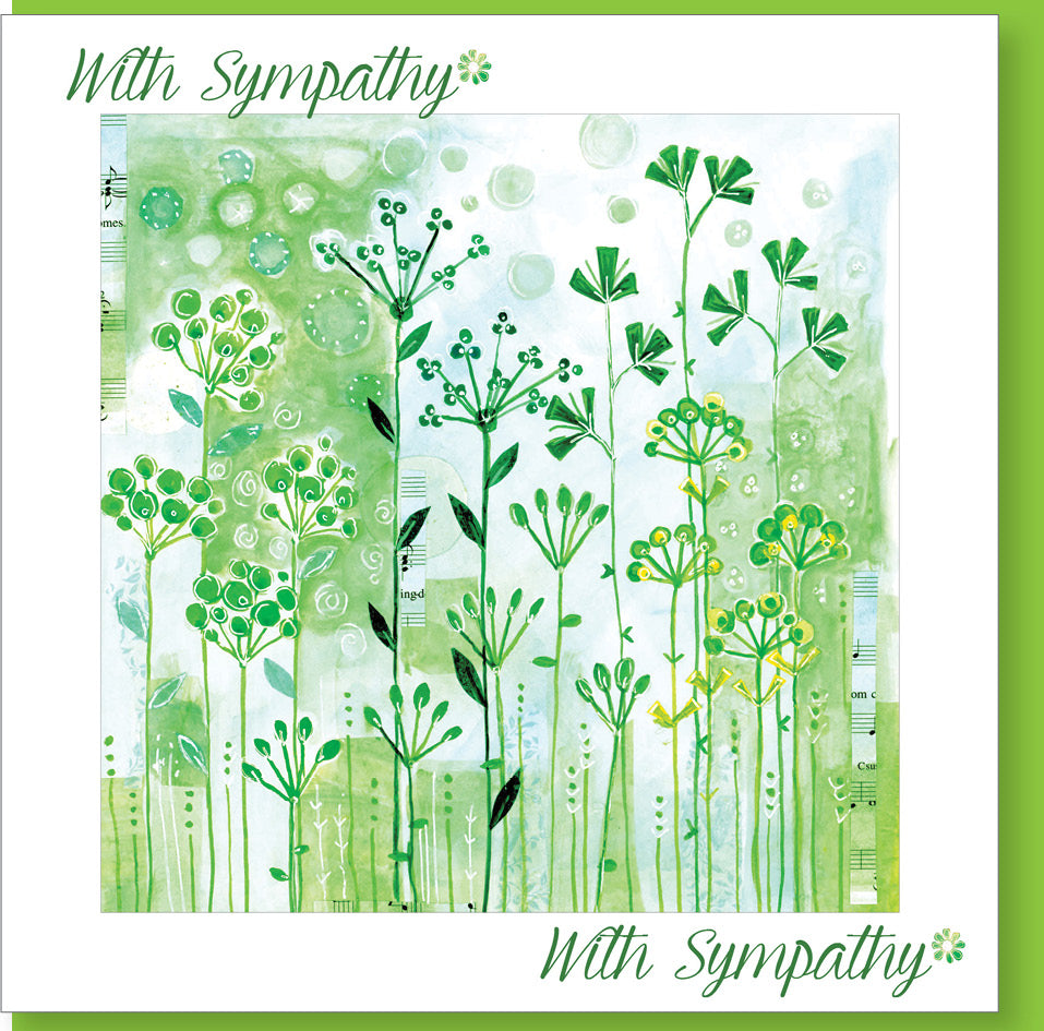 With Sympathy Green Seed Heads Card - With Bible verse - The Christian Gift Company