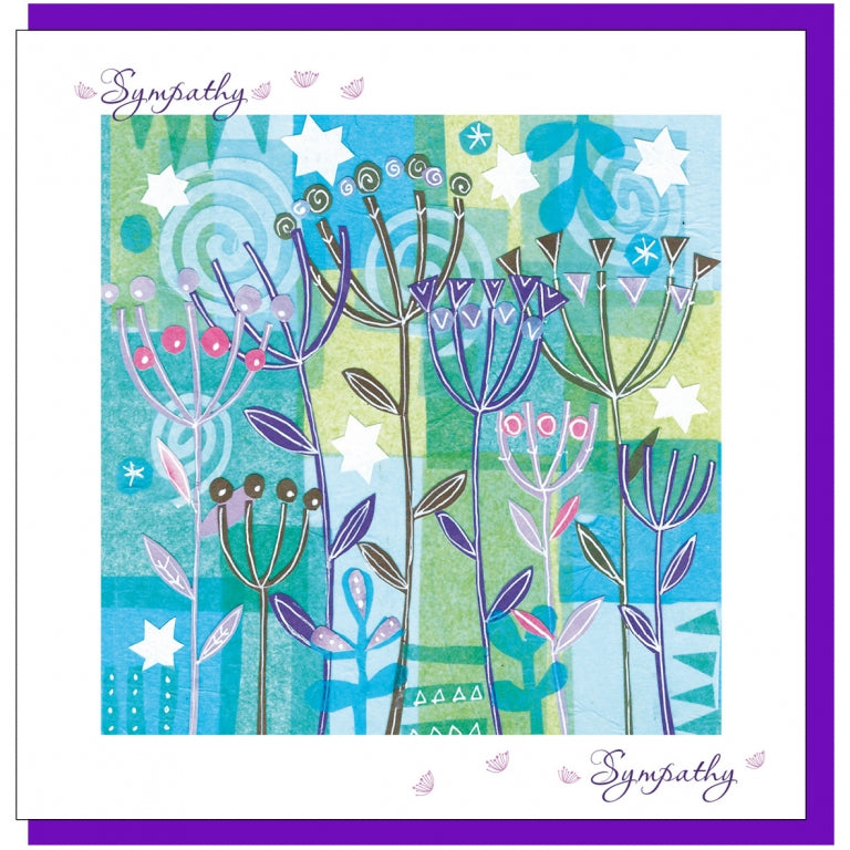 With Sympathy Card Blue Flowers - With Bible Verse - The Christian Gift Company