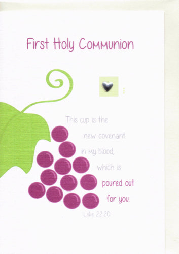 First Holy Communion Card with Grapevine - The Christian Gift Company