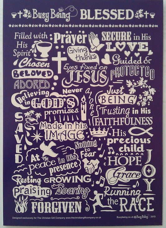 Busy Being Blessed Greetings Card Purple - The Christian Gift Company