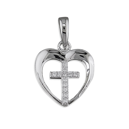 Cross And Heart Necklace - Plain Heart - The Christian Gift Company