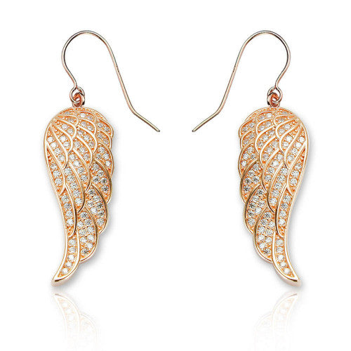 Angel Wing Earrings Rose Gold Plated - The Christian Gift Company
