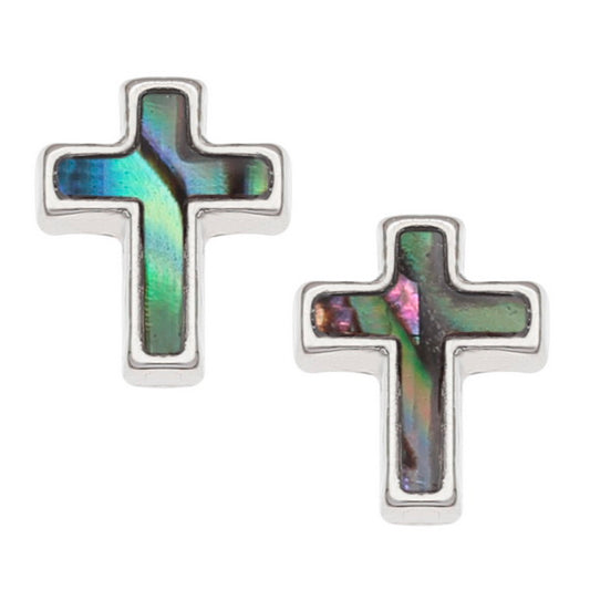 Paua shell cross earrings - The Christian Gift Company