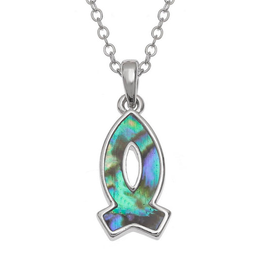 Paua Shell Fish Necklace Blue/Green - The Christian Gift Company