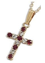 Ruby & Clear Swarovski Crystal Cross Pendant - The Christian Gift Company