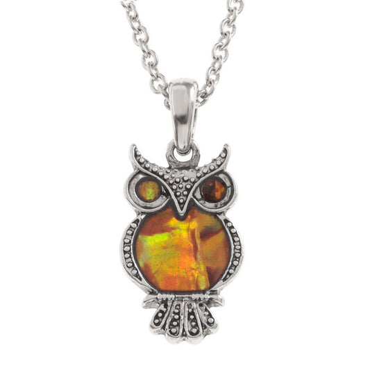 Amber paua shell owl necklace - The Christian Gift Company