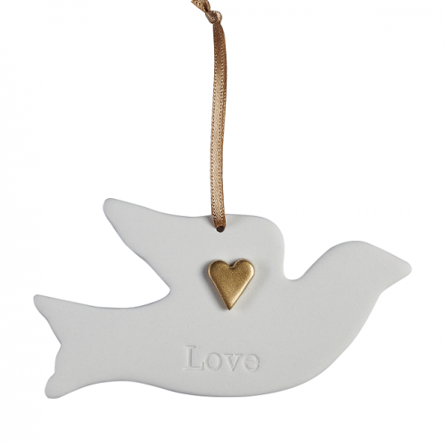 Ceramic Dove LOVE With Gold Heart - The Christian Gift Company