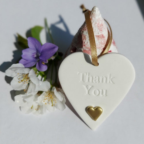 Ceramic Heart With Gold Heart Thank You - The Christian Gift Company