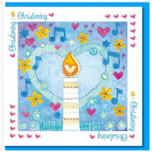 Christening Card Candle And Heart - The Christian Gift Company