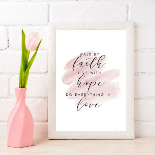 Faith Hope Love A5 Print Pink - The Christian Gift Company