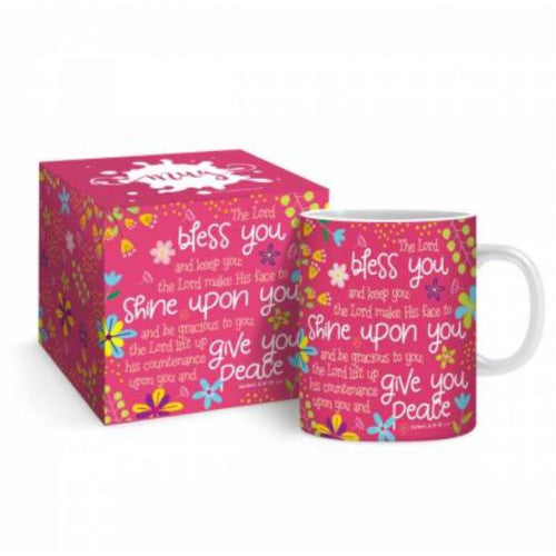Bless You And Keep You Boxed Mug Raspberry - The Christian Gift Company