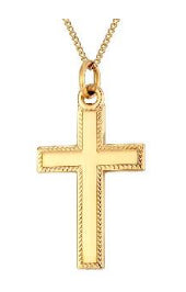 Bead edged rolled Gold Cross Necklace - The Christian Gift Company