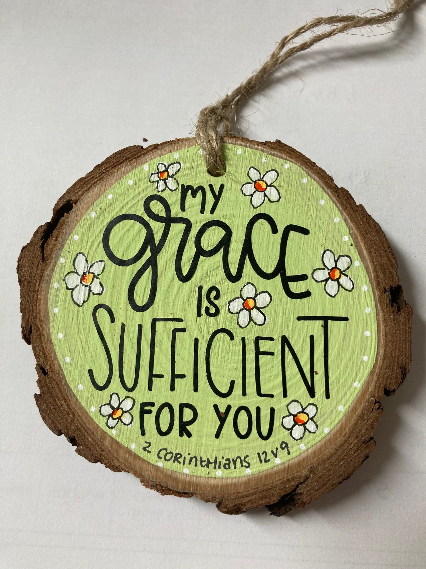 Wood slice - Grace is sufficient - The Christian Gift Company