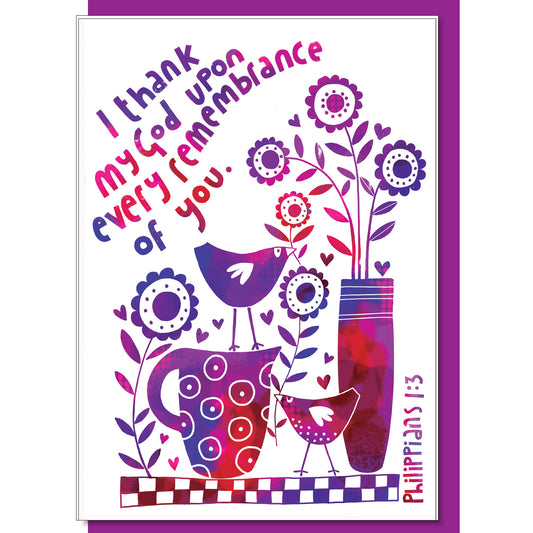 I Thank My God for You Greetings Card - The Christian Gift Company