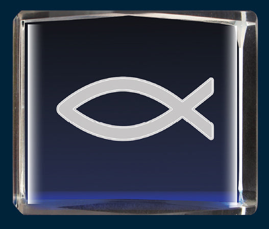 Lazer Engraved Crystal/Fish Symbol - The Christian Gift Company