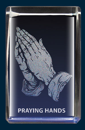 Lazer Engraved Crystal/Praying Hands - The Christian Gift Company