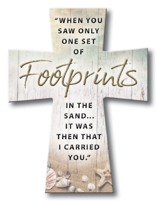 Resin Standing Cross/Footprints - The Christian Gift Company