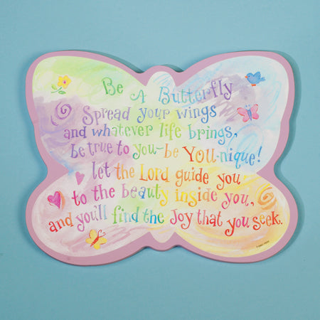 Wood Prayer Plaque/Be a Butterfly - The Christian Gift Company