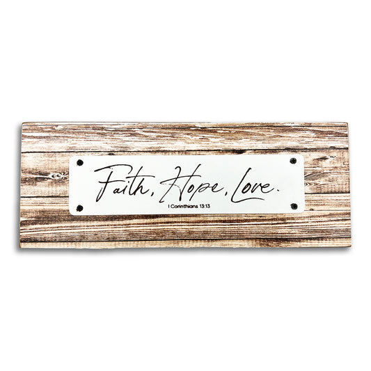 Faith Hope Love – Tabletop Plaque - The Christian Gift Company