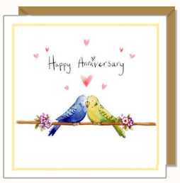 Happy Anniversary Budgie card - The Christian Gift Company