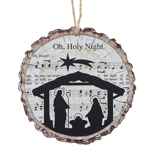 O Holy Night Wood Slice Ornament