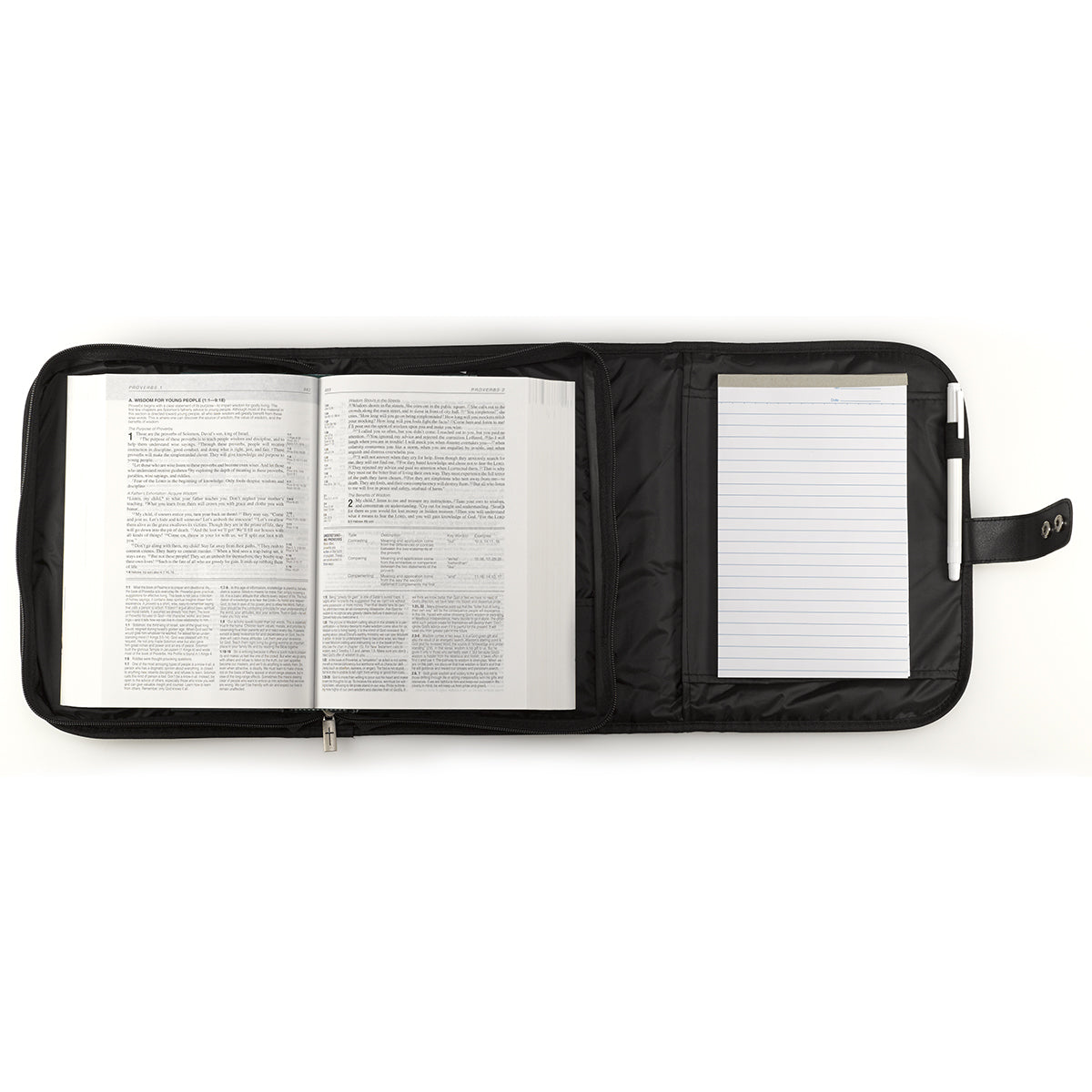 Black Polyester Tri-fold Organiser Bible Cover - The Christian Gift Company