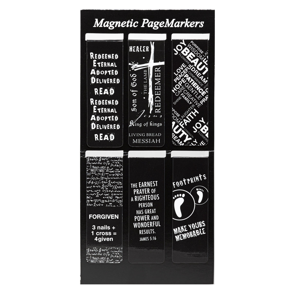 Black and White Magnetic Bookmarks - The Christian Gift Company