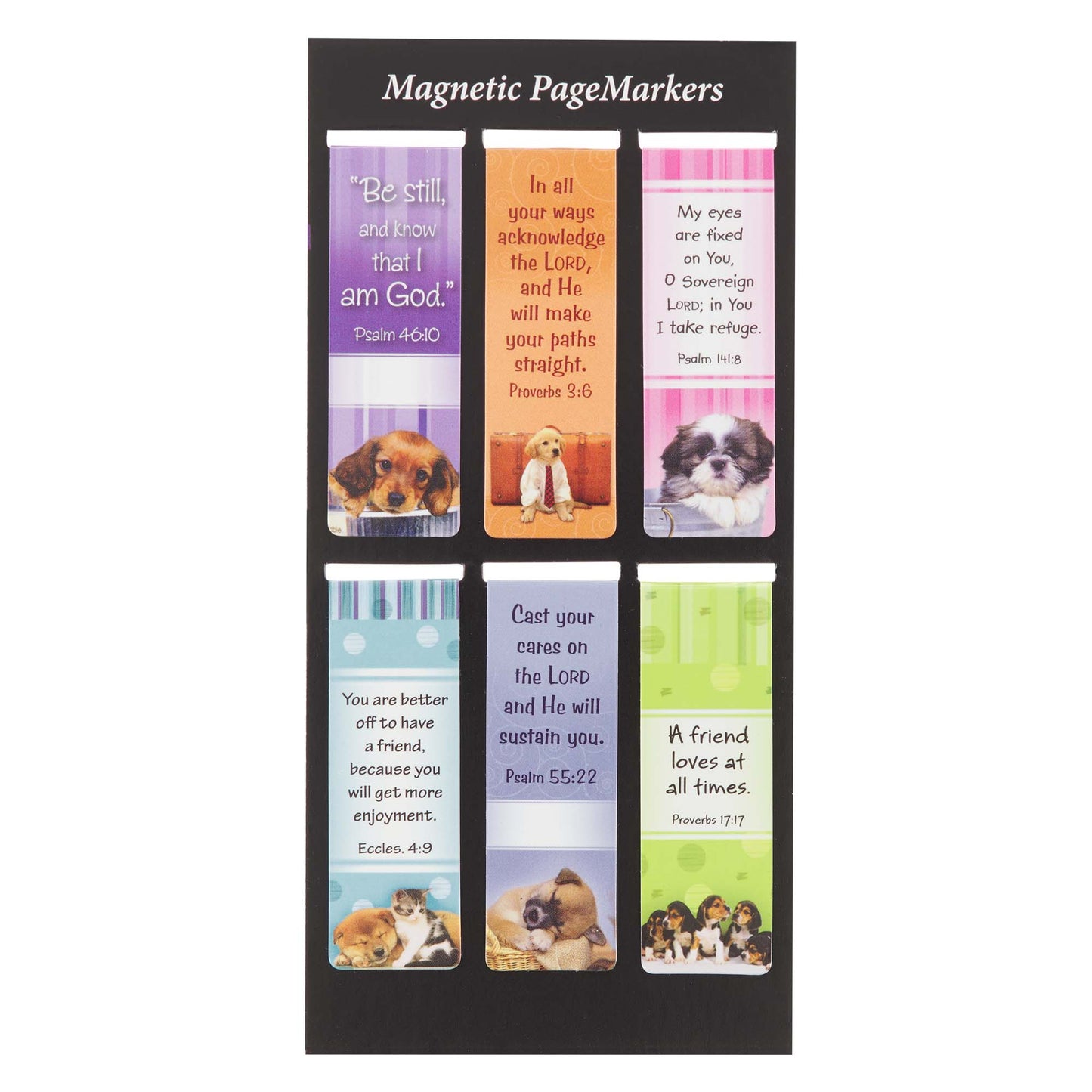 Be Still Magnetic Bookmark Set with Puppies - Psalm 46:10 - The Christian Gift Company