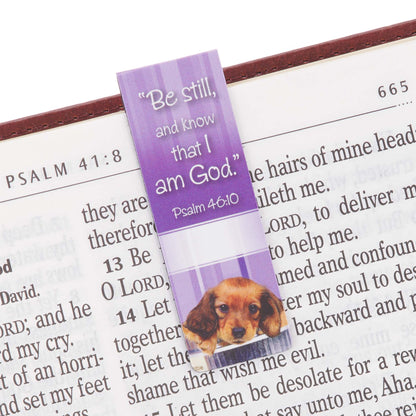 Be Still Magnetic Bookmark Set with Puppies - Psalm 46:10 - The Christian Gift Company