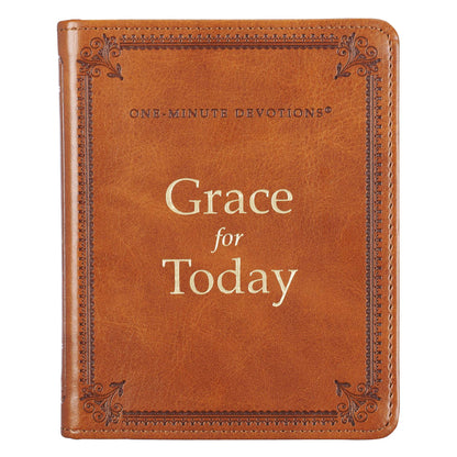 Grace for Today Brown Faux Leather One-Minute Devotions - The Christian Gift Company