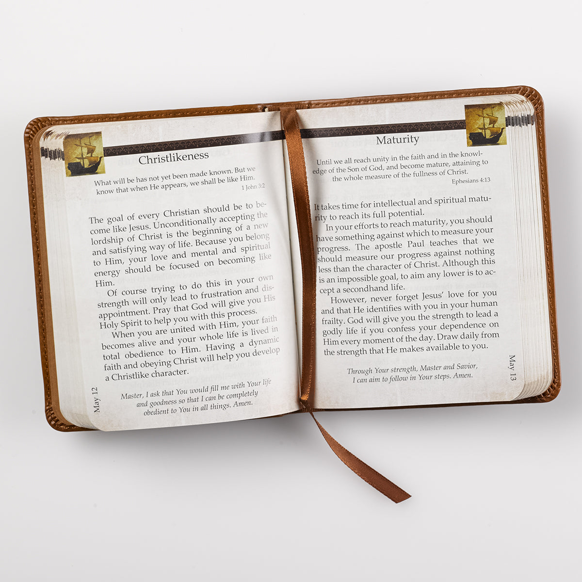 Grace for Today Brown Faux Leather One-Minute Devotions - The Christian Gift Company