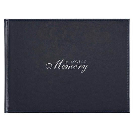 In Loving Memory Navy Faux Leather Medium Guest Book - The Christian Gift Company