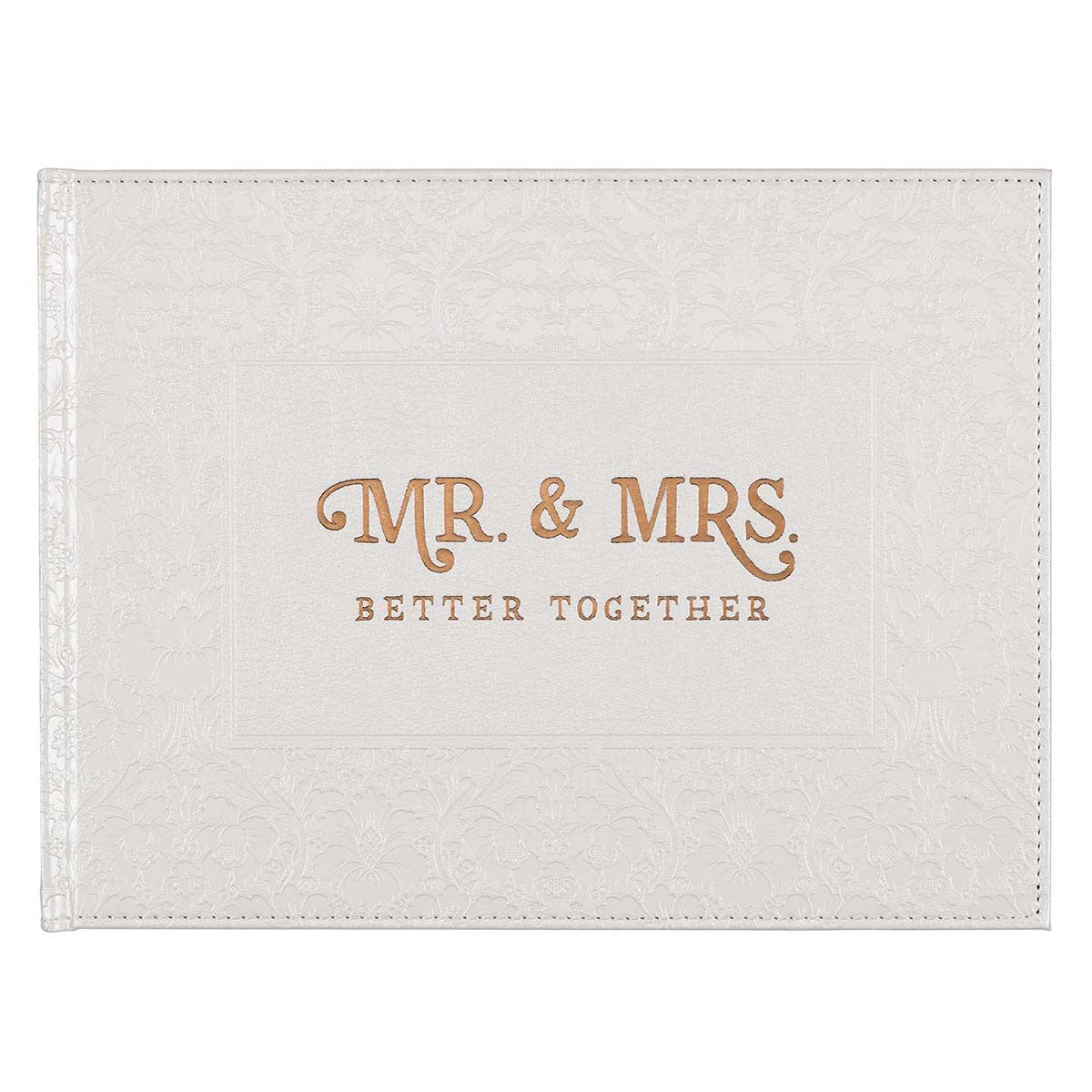 Mr. & Mrs. Medium White Faux Leather Wedding Guest Book - The Christian Gift Company
