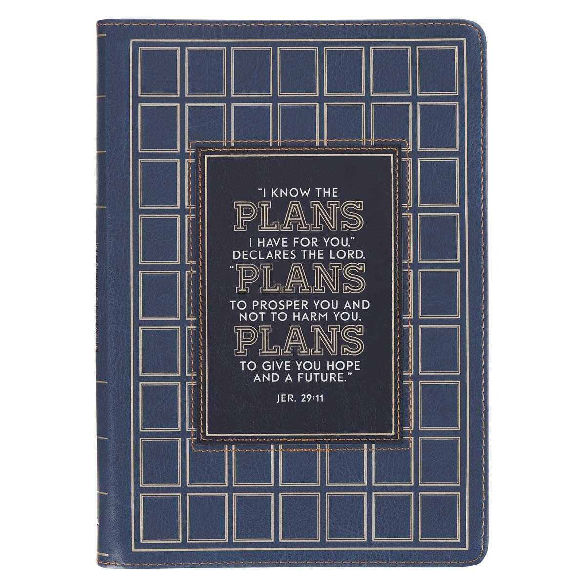 The Plans Modern Blue Grid Classic Journal with Zipper Closure - Jeremiah 29:11 - The Christian Gift Company