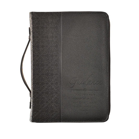 Guidance Black Faux Leather Classic Bible Cover - Proverbs 3:6 - The Christian Gift Company