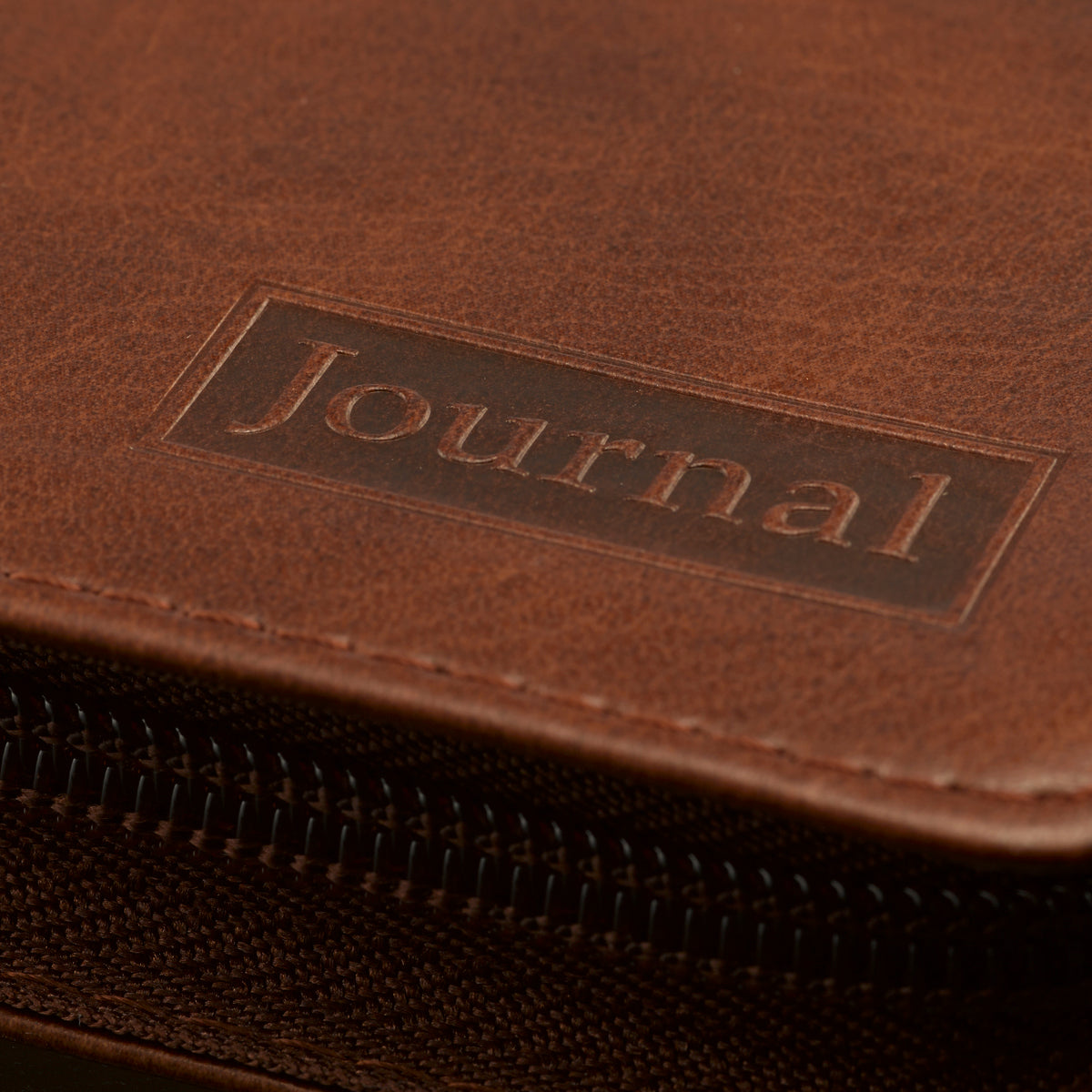 Strong and Courageous Zippered Classic Faux Leather Journal - Joshua 1:5-7 - The Christian Gift Company