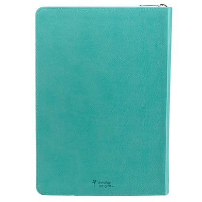 I Can Do Everything Zipped Faux Leather Journal In Turquoise - Philippians 4:13 - The Christian Gift Company
