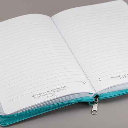 I Can Do Everything Zipped Faux Leather Journal In Turquoise - Philippians 4:13 - The Christian Gift Company