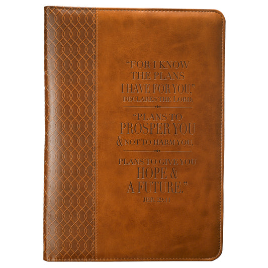 I Know The Plans Tawny Brown Faux Leather Handy-sized Journal - Jeremiah 29:11 - The Christian Gift Company