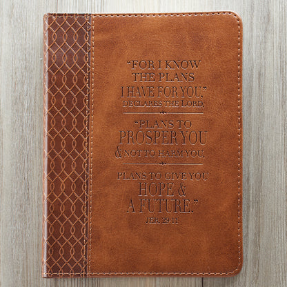 I Know The Plans Tawny Brown Faux Leather Handy-sized Journal - Jeremiah 29:11 - The Christian Gift Company