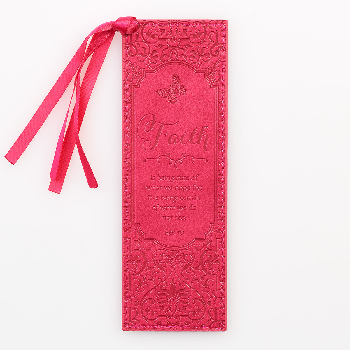 Faith Pink Faux Leather Bookmark - Hebrews 11:1 - The Christian Gift Company