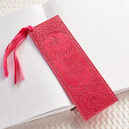 Faith Pink Faux Leather Bookmark - Hebrews 11:1 - The Christian Gift Company