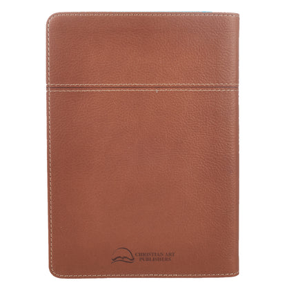 Words of Jesus For Men Saddle Tan Faux Leather Devotional - The Christian Gift Company