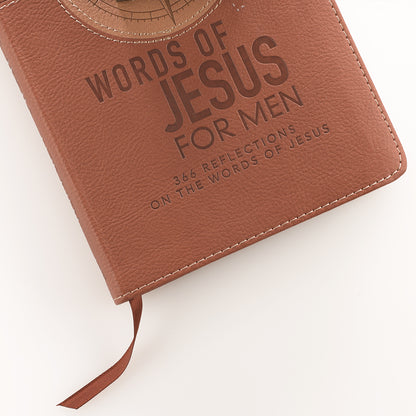 Words of Jesus For Men Saddle Tan Faux Leather Devotional - The Christian Gift Company