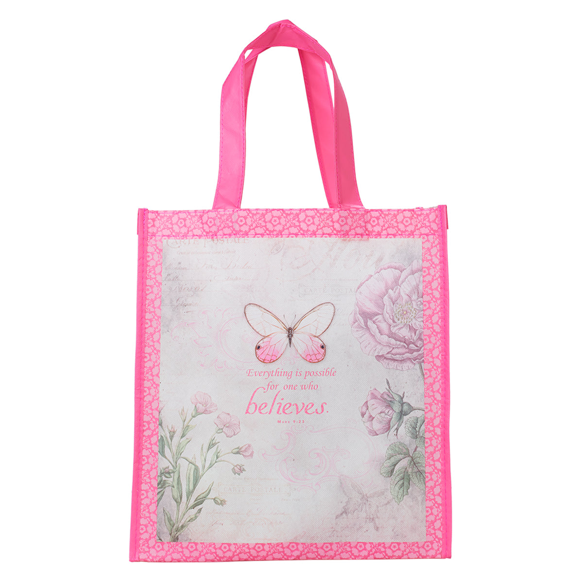 Believe Pink Butterfly Shopping Bag - The Christian Gift Company