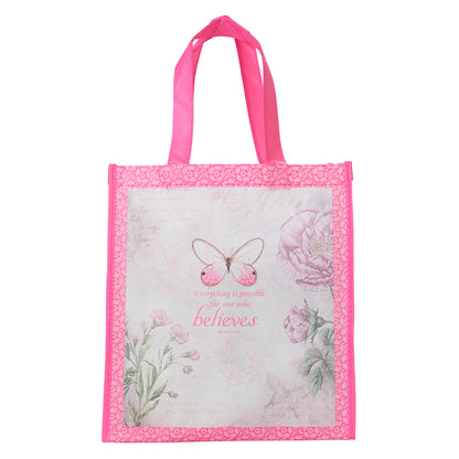 Believe Pink Butterfly Shopping Bag - The Christian Gift Company