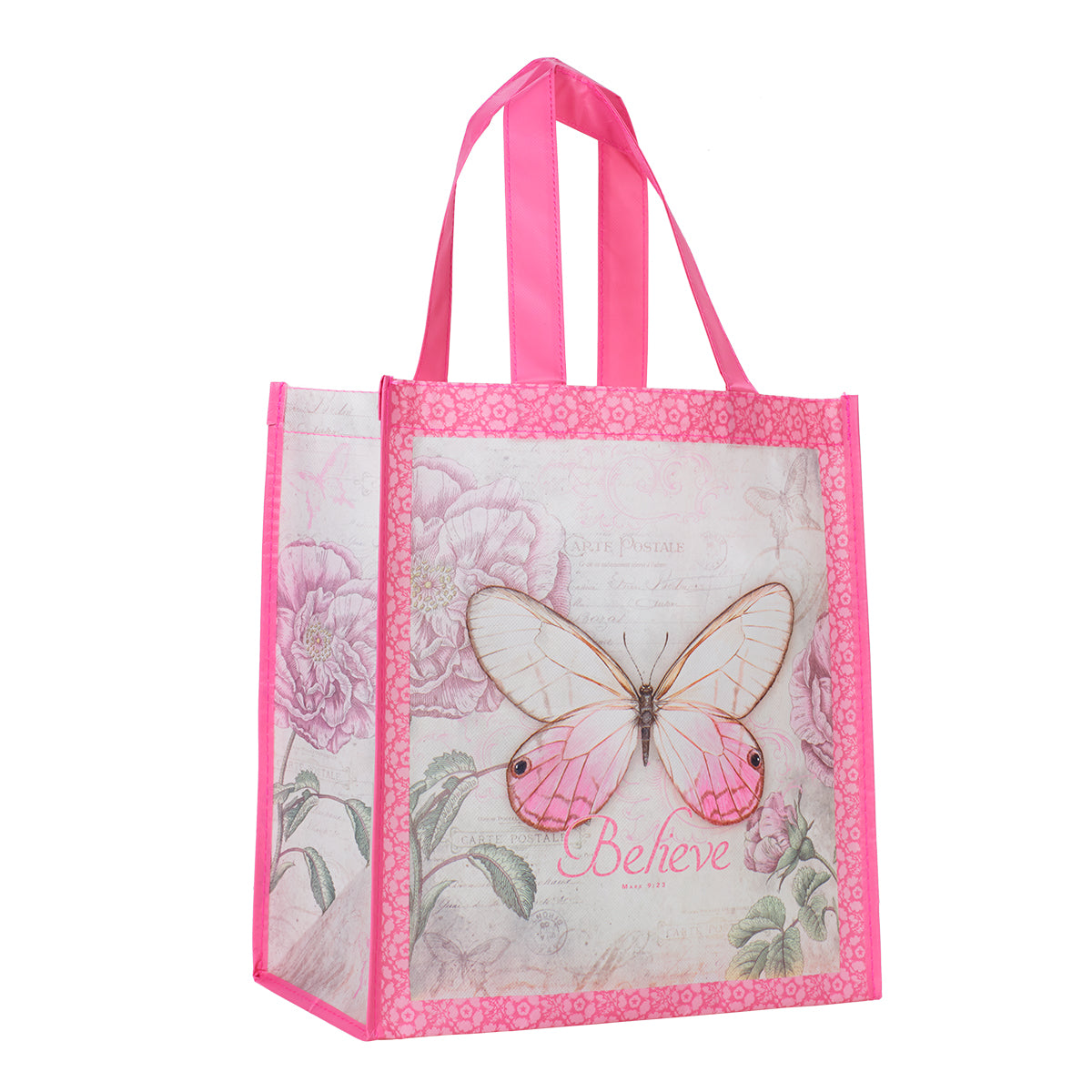 Believe Pink Butterfly Shopping Bag - The Christian Gift Company