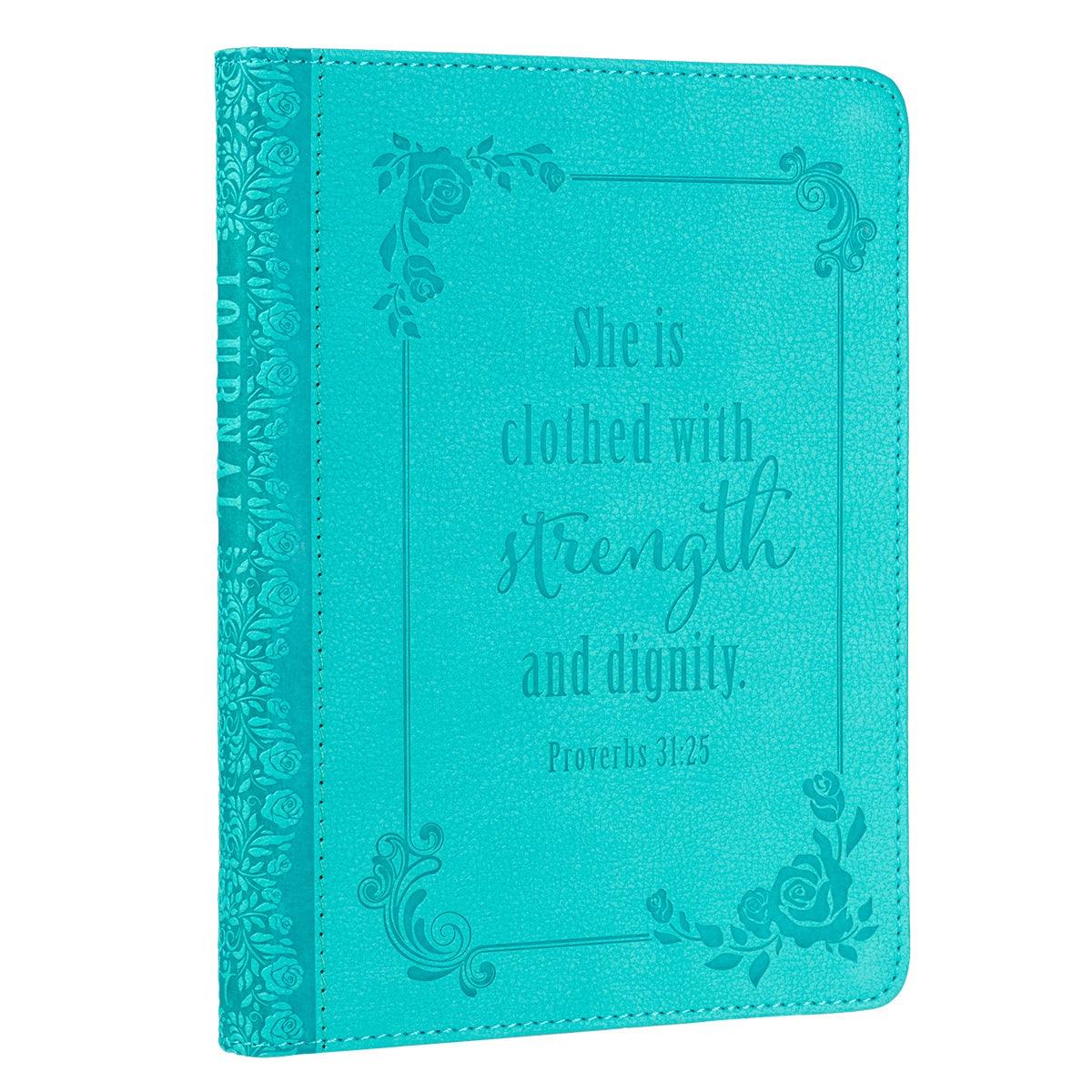 Strength and Dignity Teal Faux Leather Handy-sized Journal - Proverbs 31:25 - The Christian Gift Company