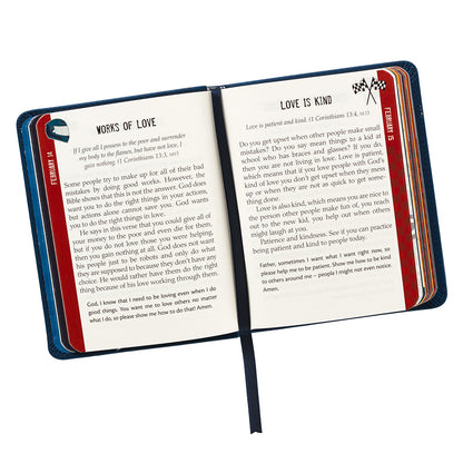 One-Minute Devotions for Boys Blue Faux Leather Devotional - The Christian Gift Company